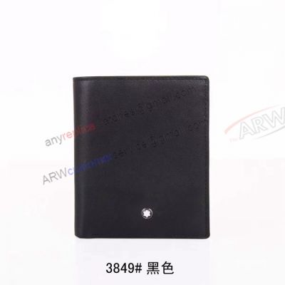 High Quality Mont blanc Black Leather Wallet 8cc - Vertical Model Replica